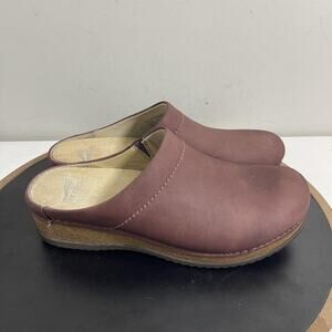 Dansko Clogs Shoes Womens Size 39 Burgundy Leather Slip On Comfort Cork Sole